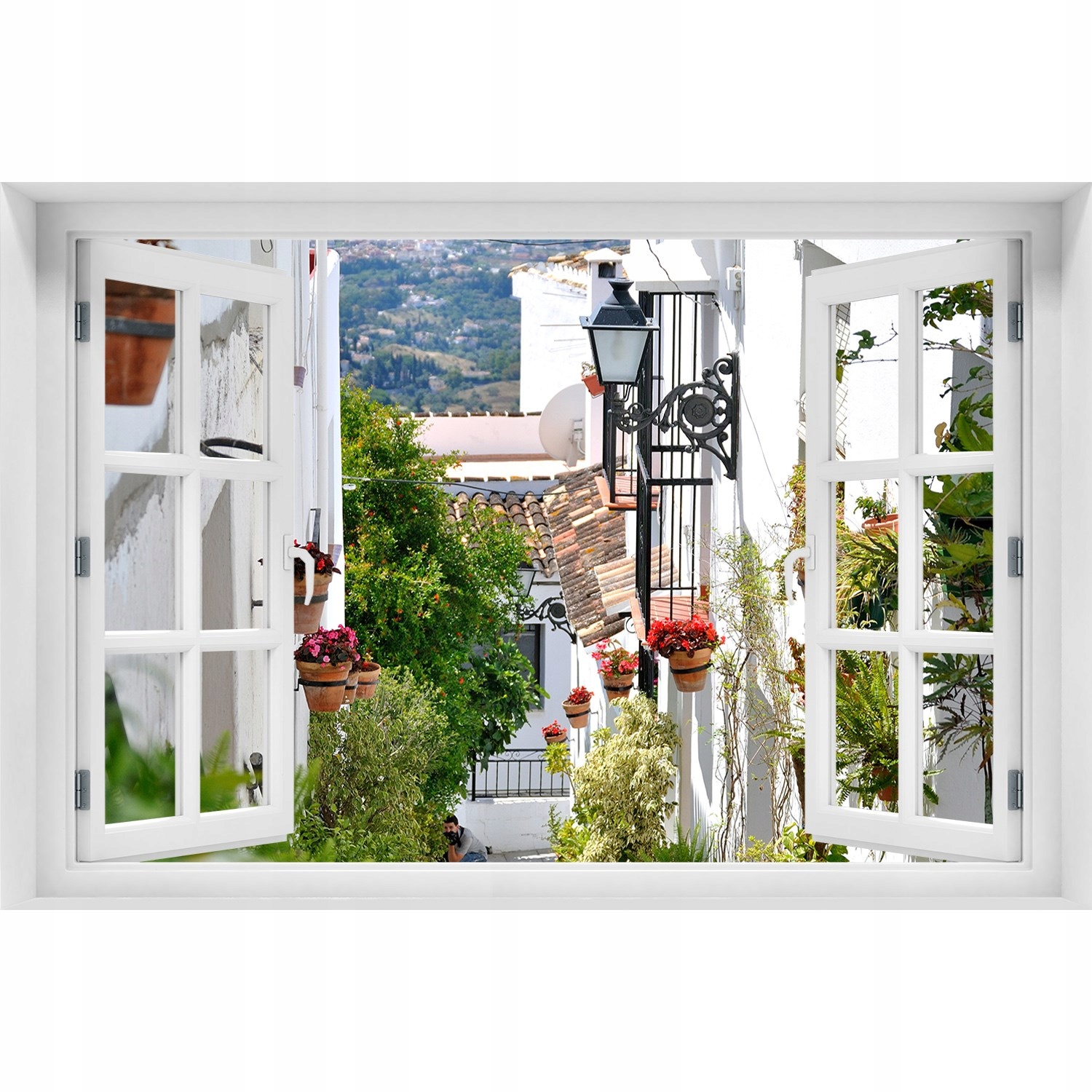 

Naklejka na ścianę 3D Okno Urokliwa uliczka