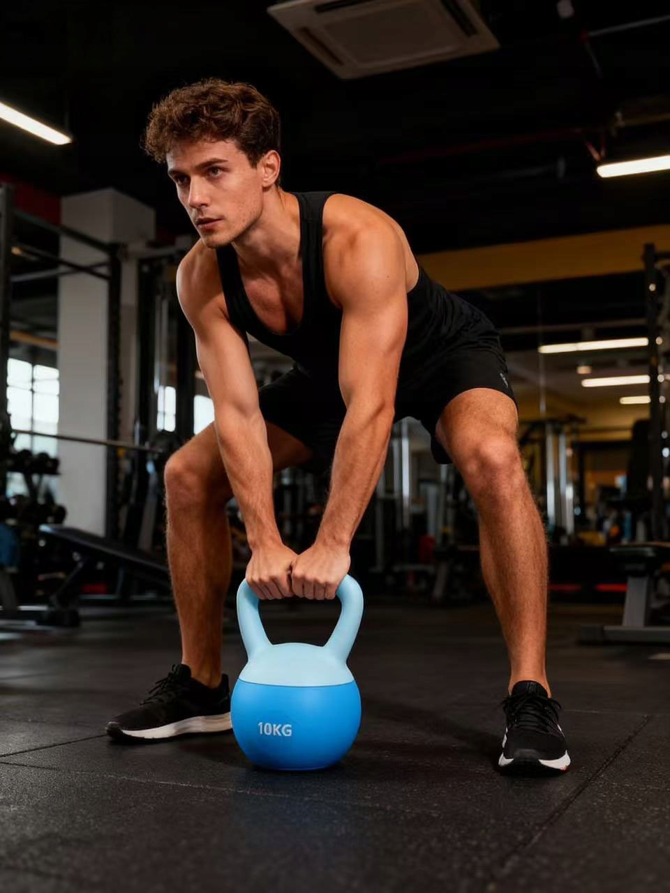 Kettlebelly a činky, 10 kg, vhodné pro fitness trénink.