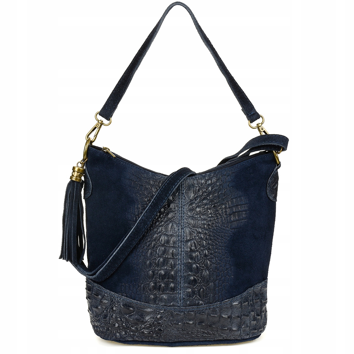 Kožená semišová kabelka Croco z přírodní kůže kabelka přes rameno