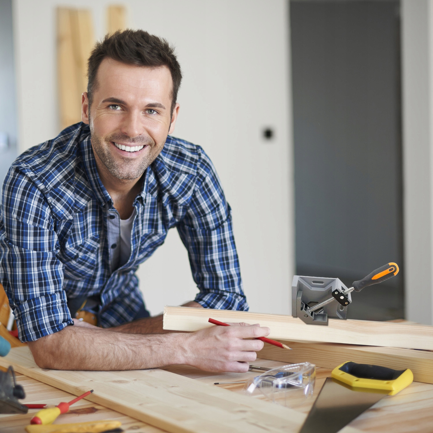 ŚCISK STOLARSKI KĄTOWY ZACISK IMADŁO NAROŻNE KĄT 90 MONTAŻOWY METAL UCHWYT Stan opakowania oryginalne