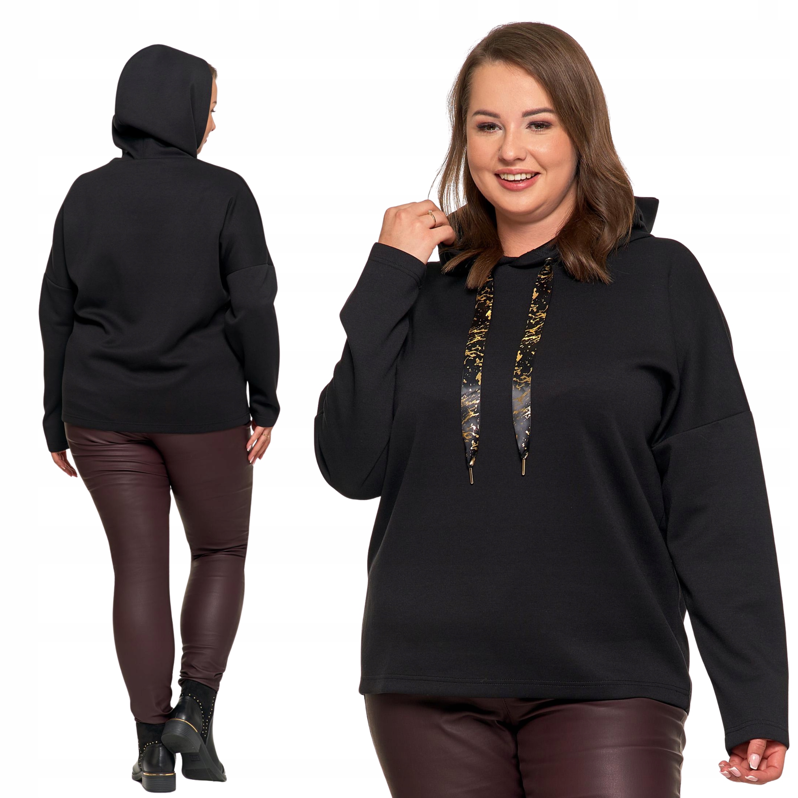 Bluza Dresowa Damska Luźny Krój Modna Czarna Oversize Moraj R.3XL