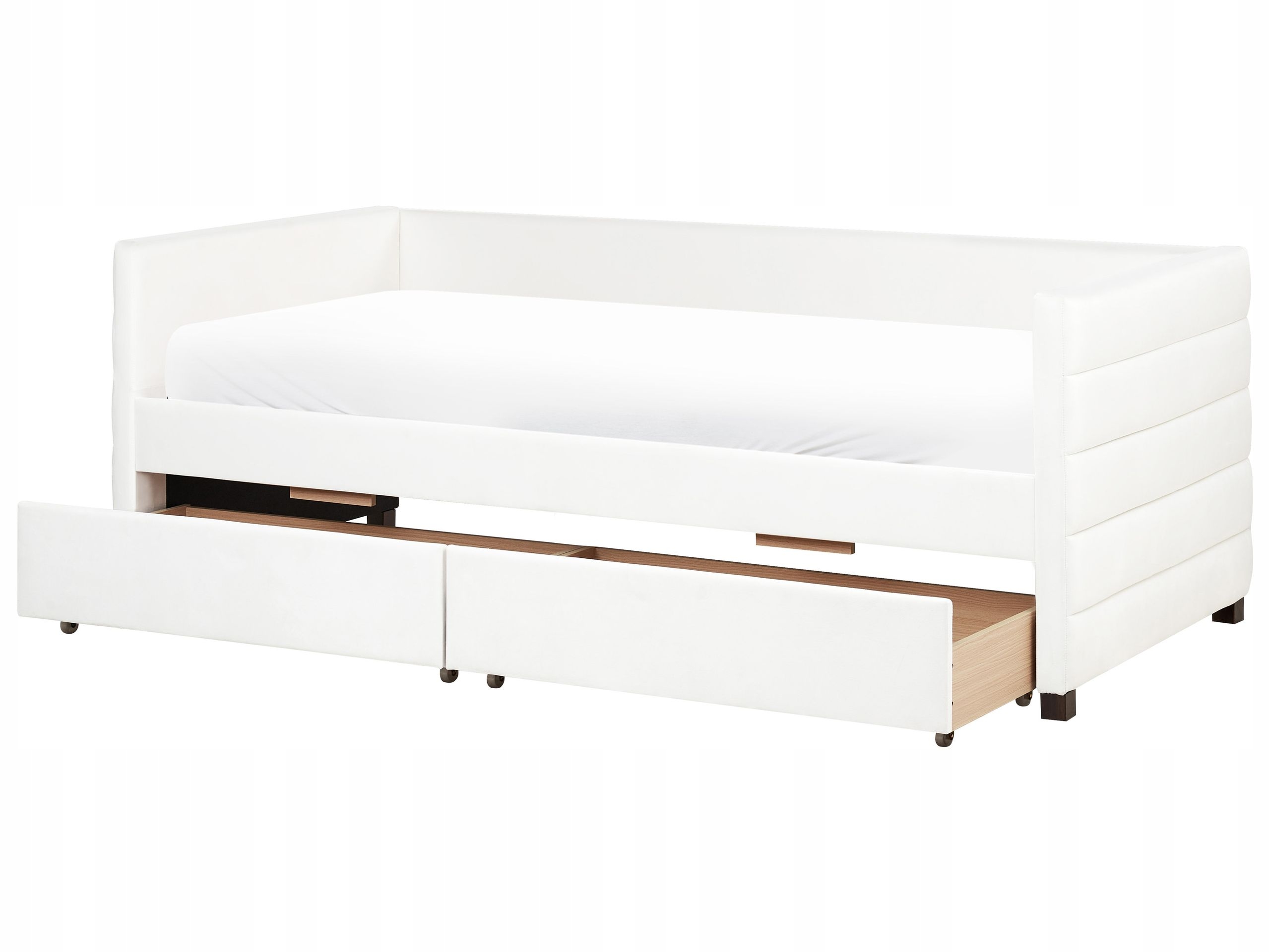 Łóżko dzienne leżanka welurowe 90 x 200 cm złamana biel