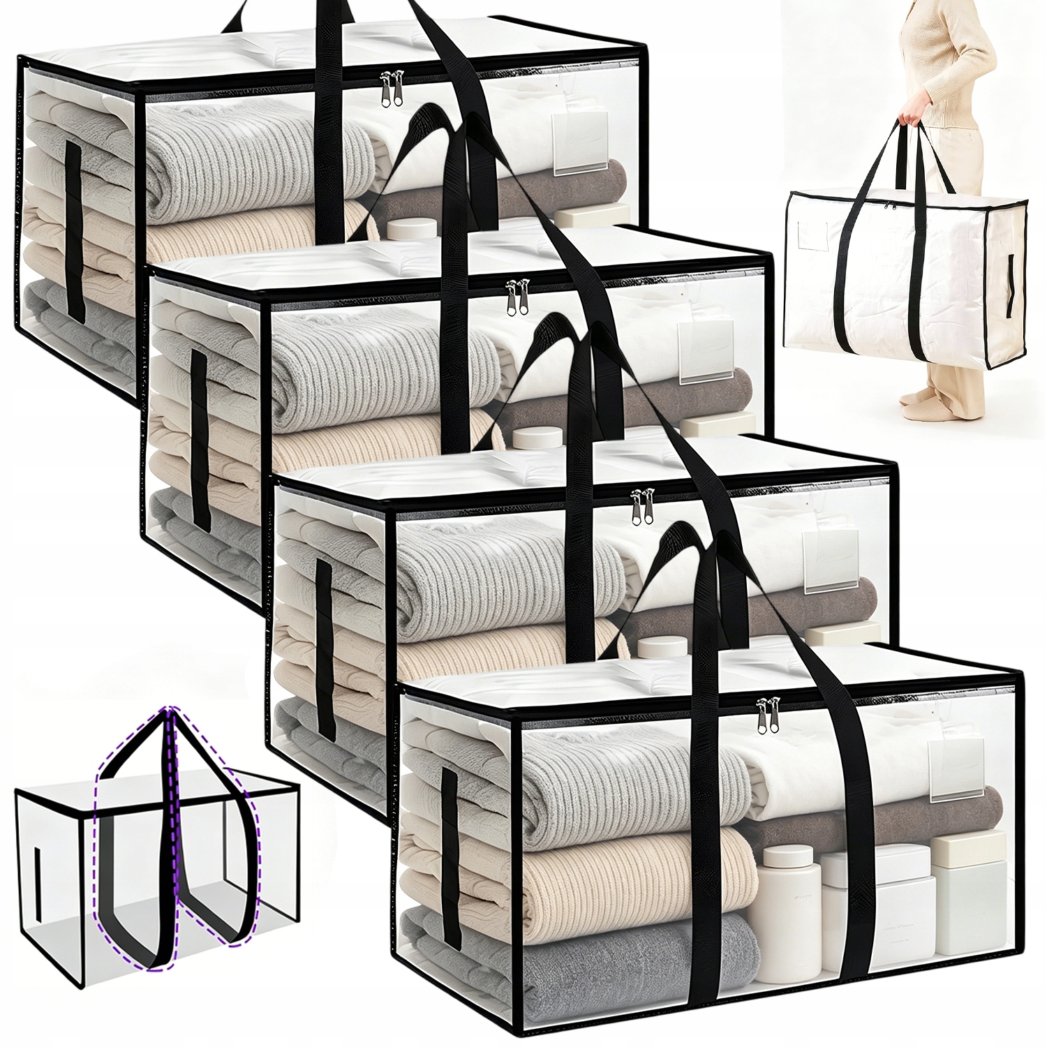 Torba Do Przeprowadzki Przezroczysta Pp 91L Podwójny Zamek 67X35X37CM