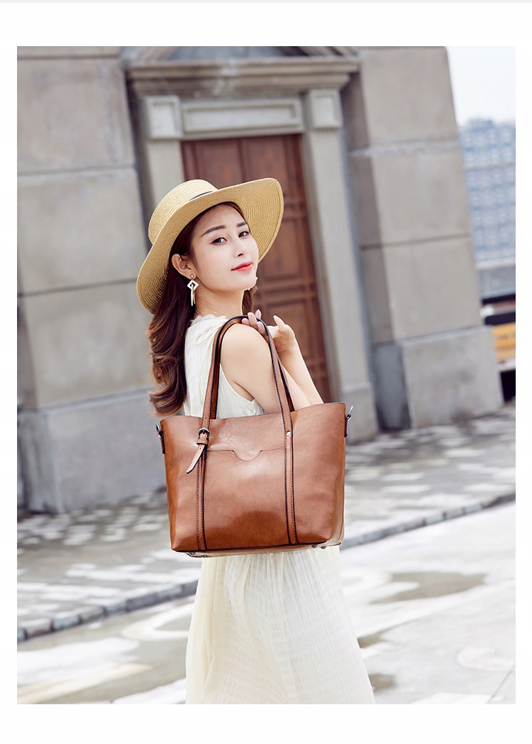 POJEMNA SKÓRZANA TORBA DAMSKA MIEJSKA TOREBKA Styl miejski