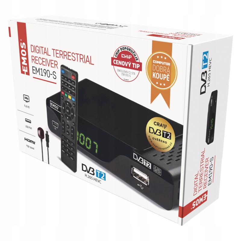 Dekoder DVB-T2 EMOS EM190-S HD Kod producenta J6014