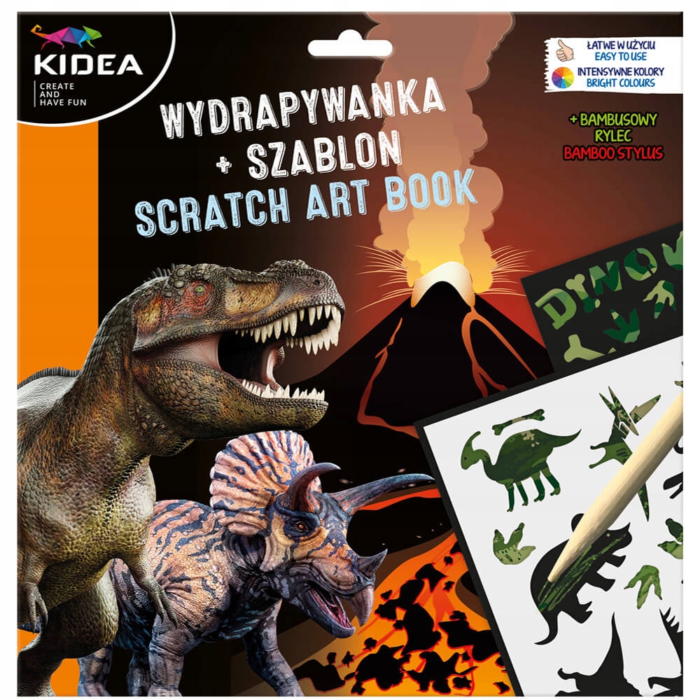 

Wydrapywanka z szablonami Kidea 3arkusze Dinozaury