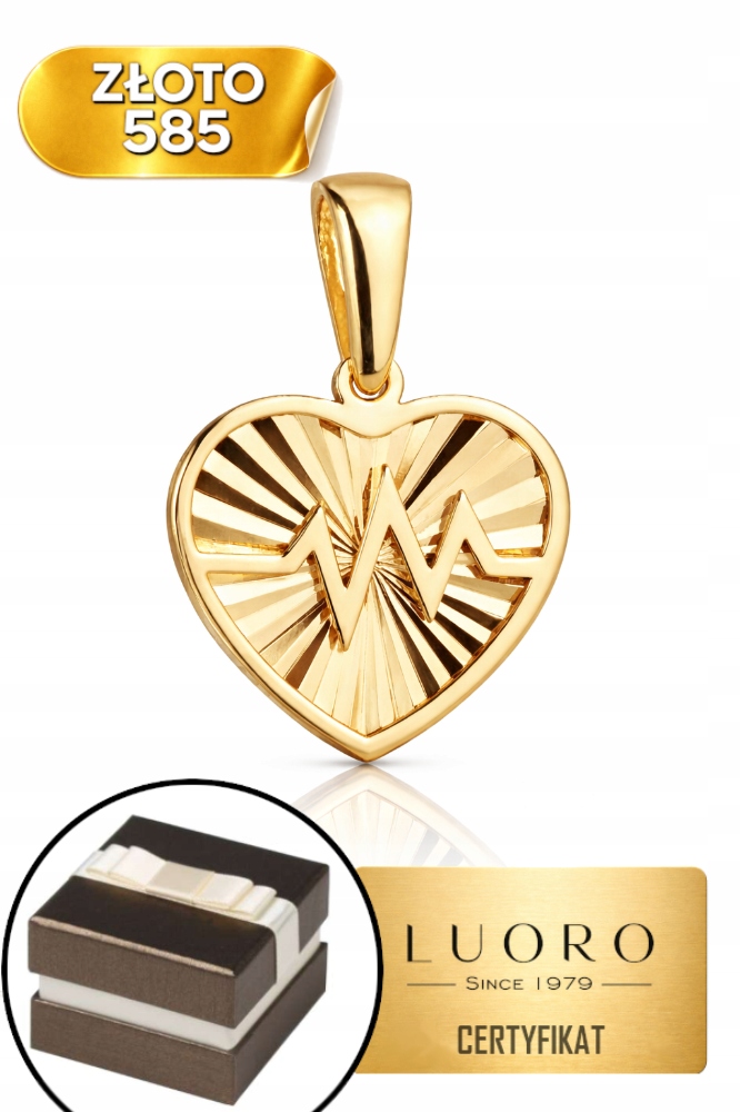 Přívěsek Zlatý 585 14K Srdce Diamantové 18 MM Dárek Elegantní