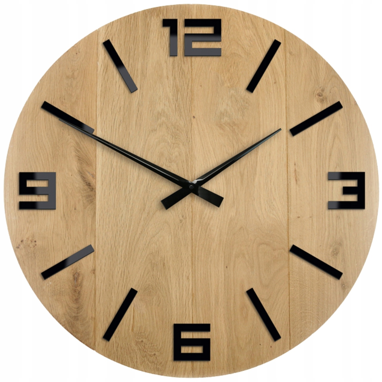 Nástenný akrylový kremenný strojček Arabic Wood Black 50 cm, okrúhly