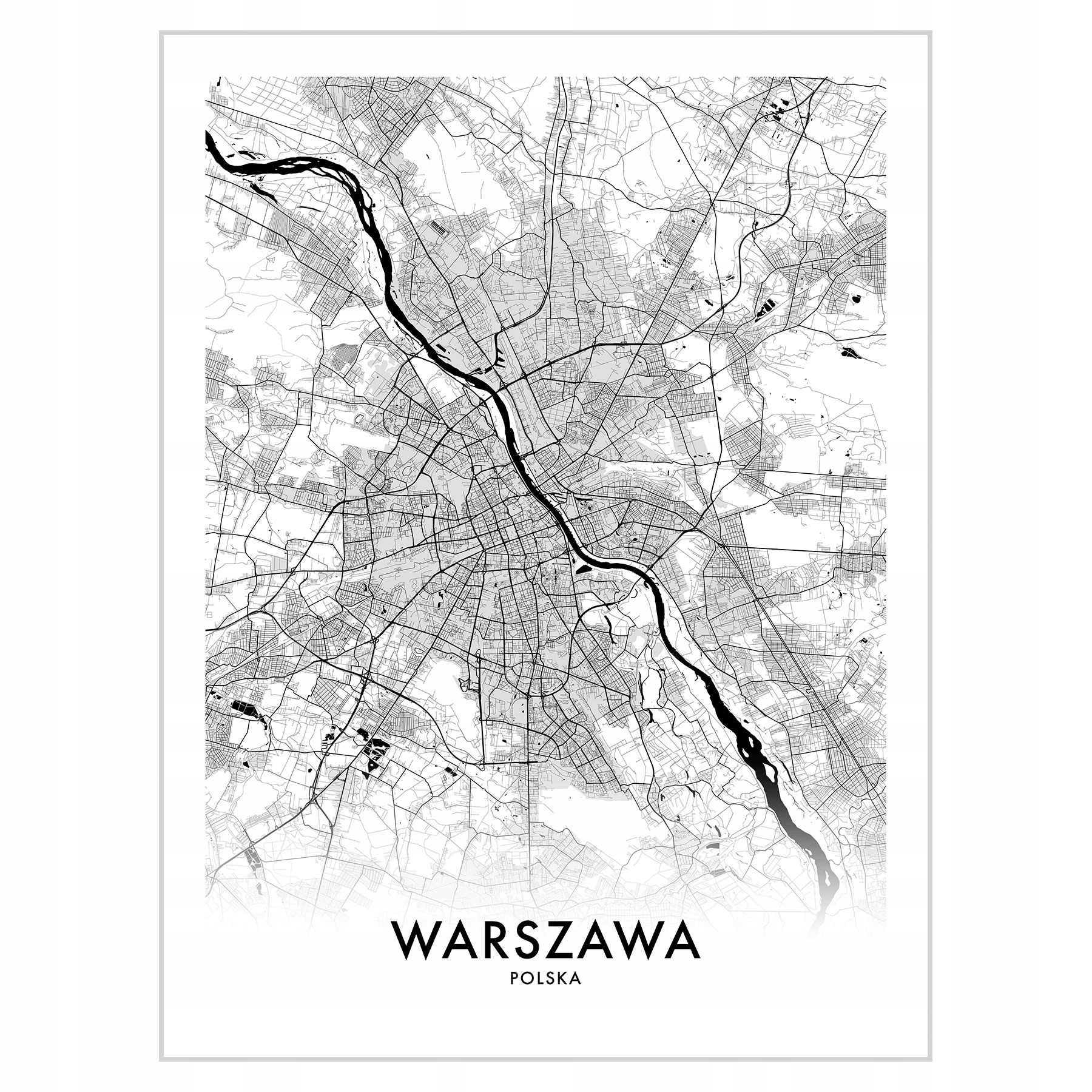 

Plakat 30x40 Mapa Warszawa Kolor czarno-biały