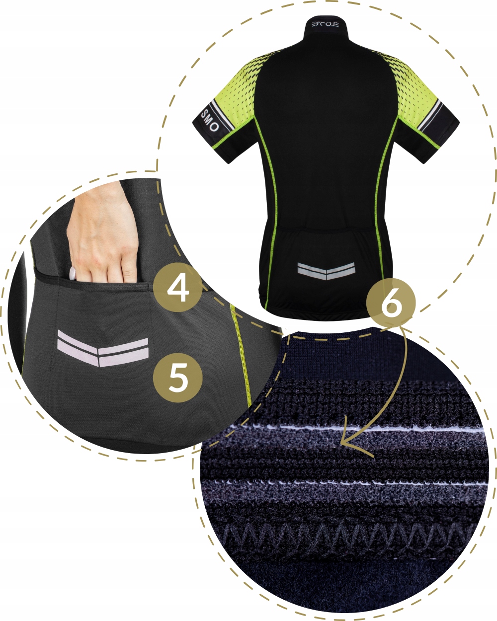 Przewiewna KOSZULKA ROWEROWA bluzka na rower męska damska neonowa ODBLASK M Skład materiałowy 100% Poliester