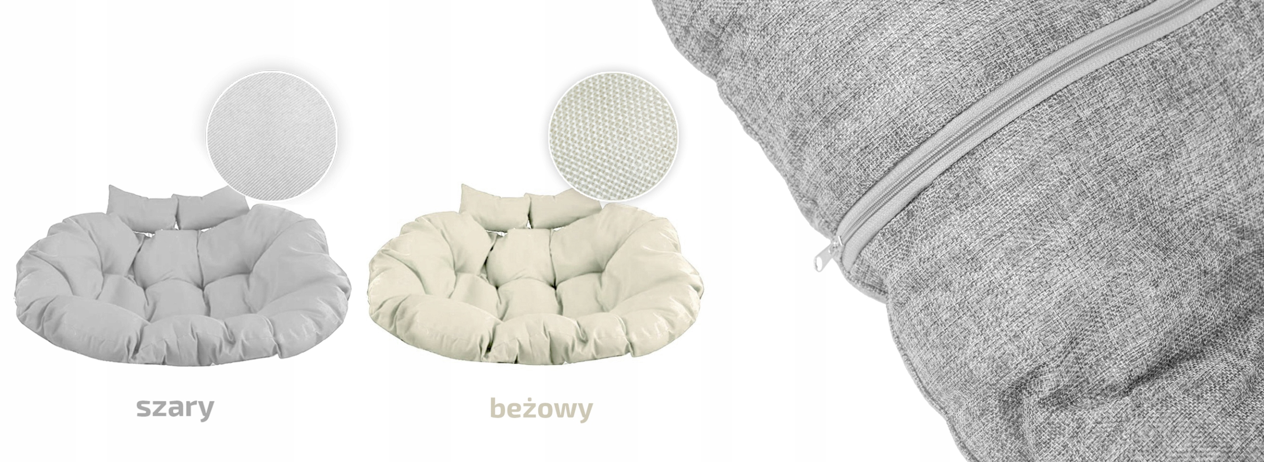 BUJANY PODWÓJNY KOSZ + PODUSZKI + ZESTAW MONTAŻOWY Kolor odcienie szarości i srebra