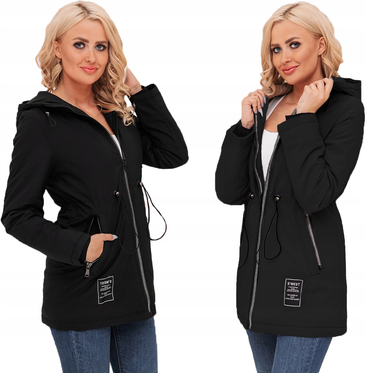 Zeštíhlující Parka Přechodová Kapuce Podzimní L