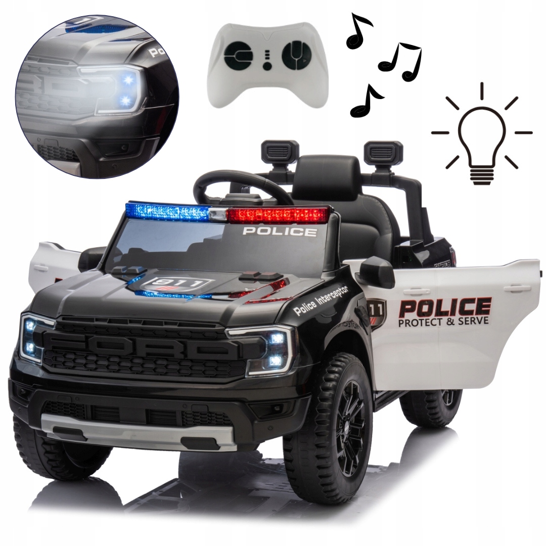 Auto na akumulator dwa silniki 39W koła Eva Ford Ranger Police Milly Mally