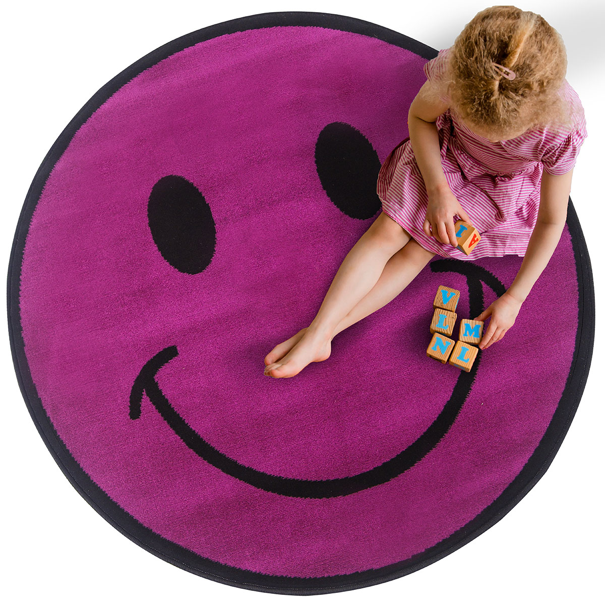 Kulatý Koberec Emoji Dětský Koberec Pro Mládež Fialový Venezia 120x120