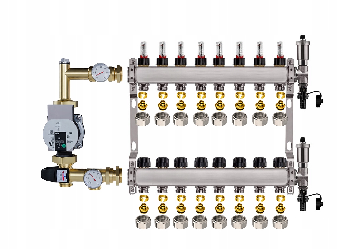 Rozdělovač pro podlahu 8 nerezový pro vytápění Čerpadlo Wilo Pex