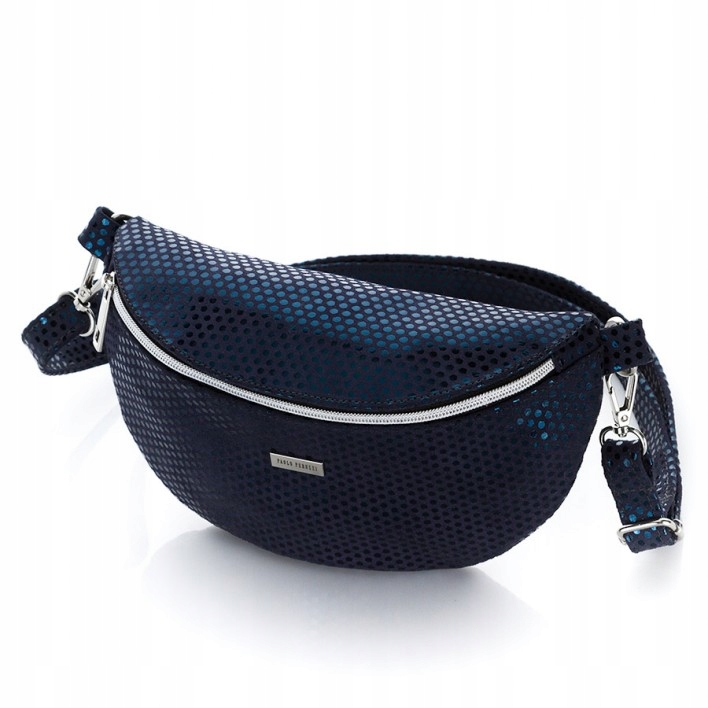 Tmavě modrá kožená dámská ledvinka kapsa Z-15-N