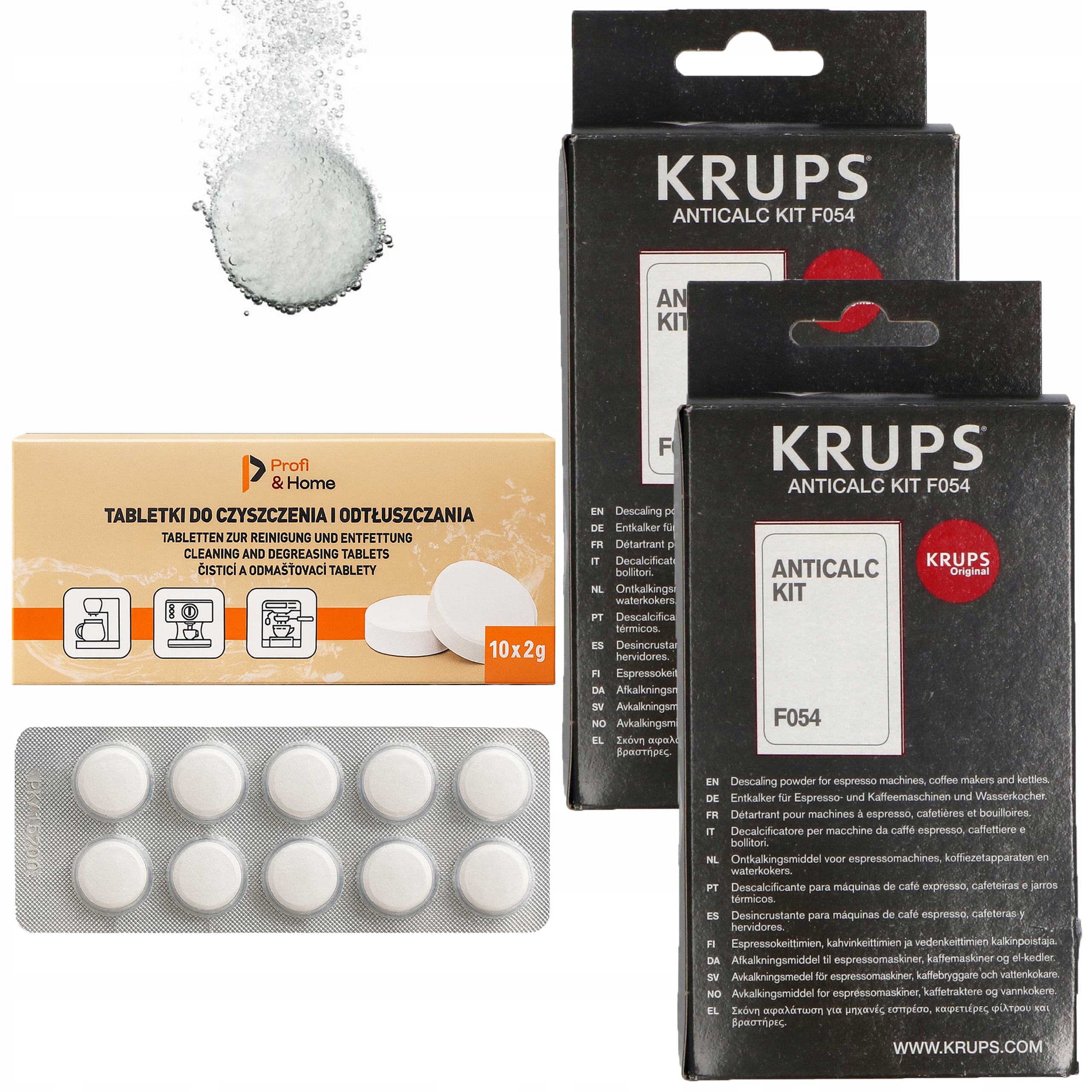 2x Odkamieniacz Krups F054 Tabletki czyszczące do ekspresu Profi&Home 10szt