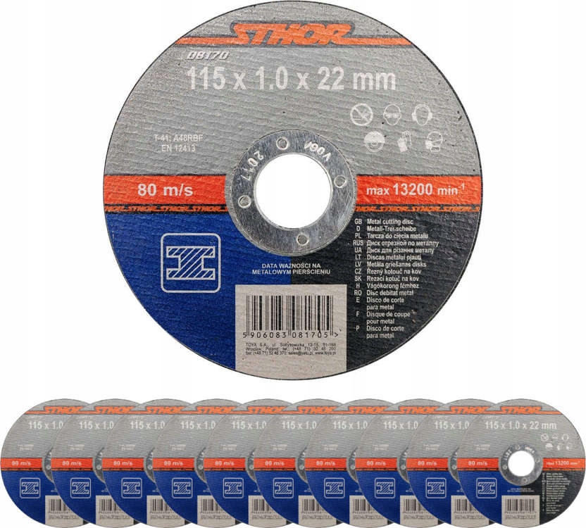 

Tarcza Do Cięcia Metalu 115x1x22mm Tarcze 10 Sztuk