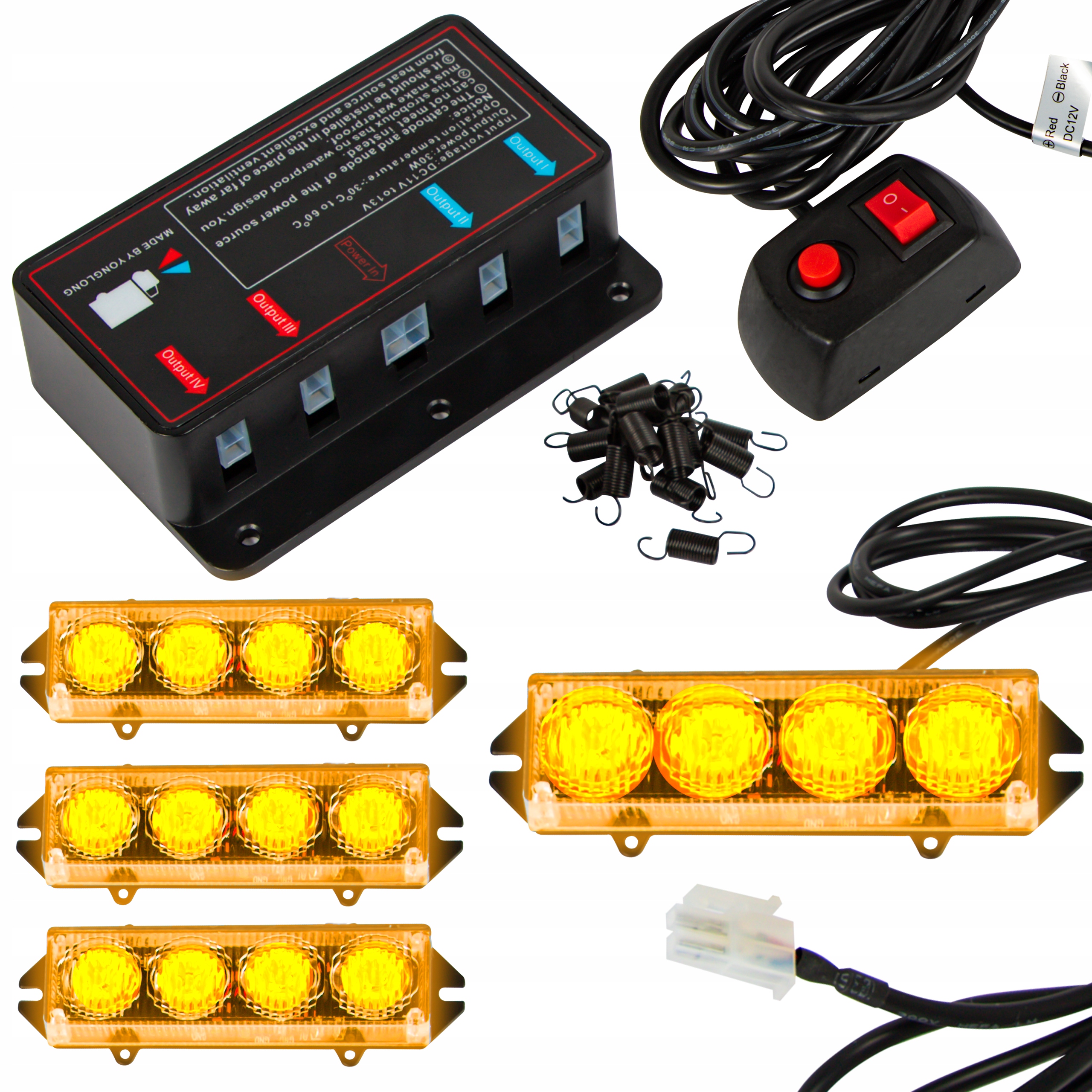 Výstražné Lampy 4X Stroboskop Pomoc Autopřepravník Led 12V Kohout Bleskové