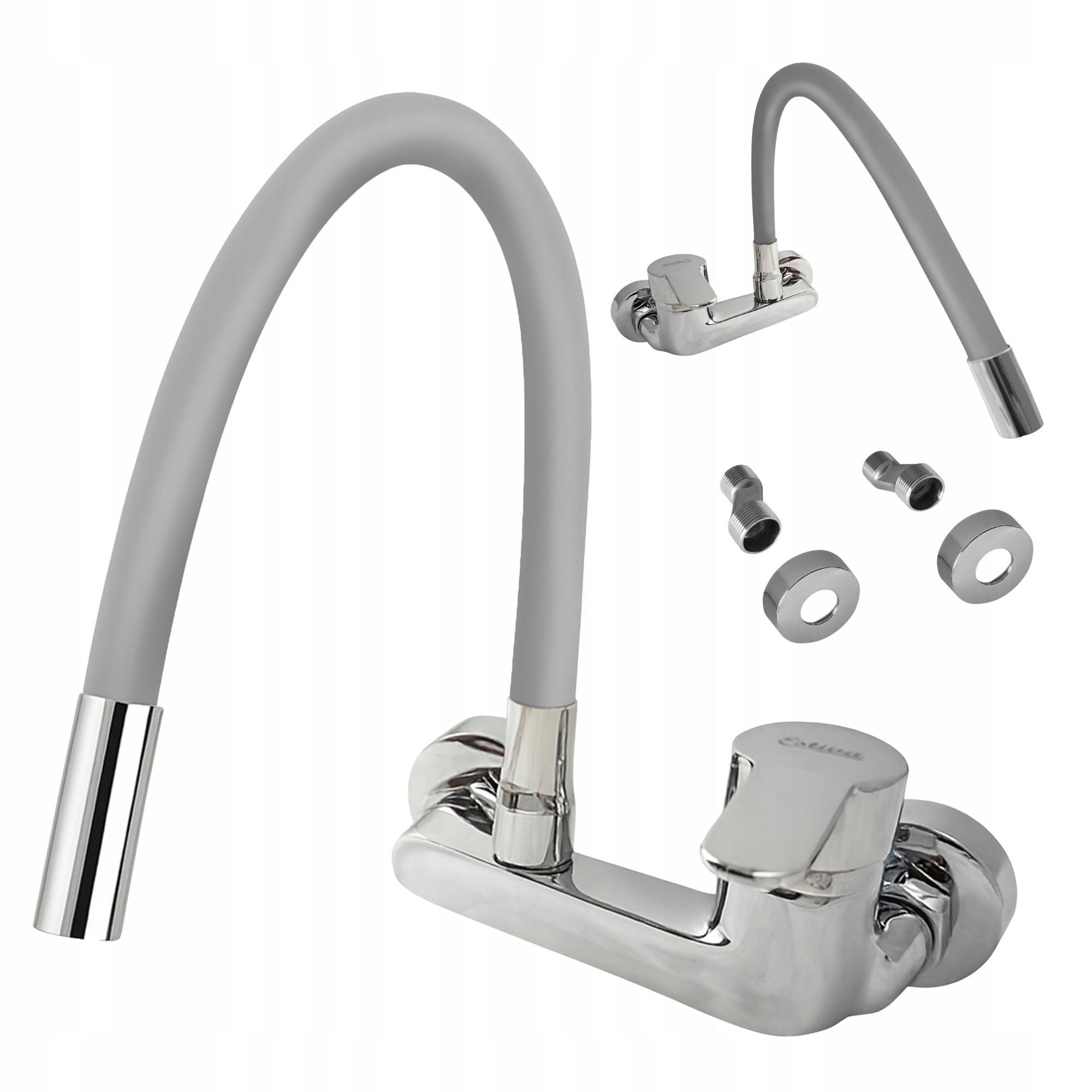 Bateria kuchenna ścienna szara elastyczna giętka wylewka Flex 360° Tyria