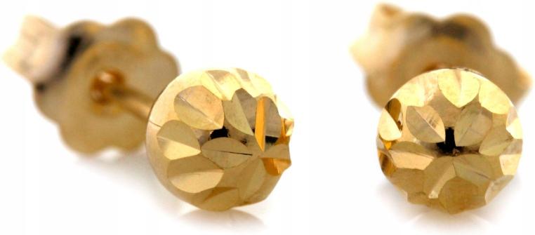 Diamantové zlaté náušnice 585 kuličky na tyčince diamantové