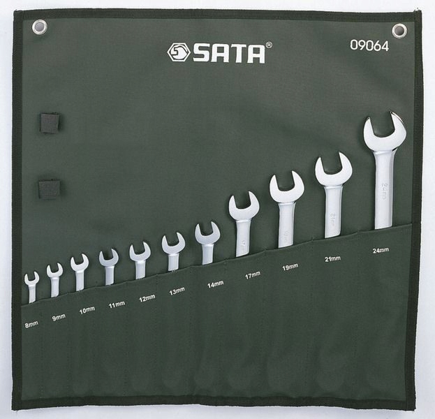 SATA - Zest. 11 kluczy płasko-oczkowych 8-24mm ST09064. PROFI NARZĘDZIA
