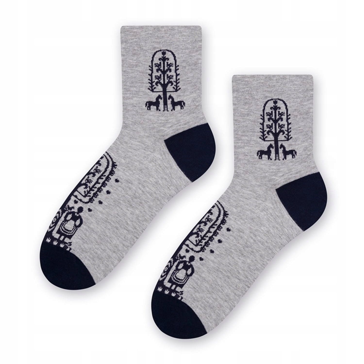 

Skarpetki damskie folk wzór kurpiowski szare 35-37