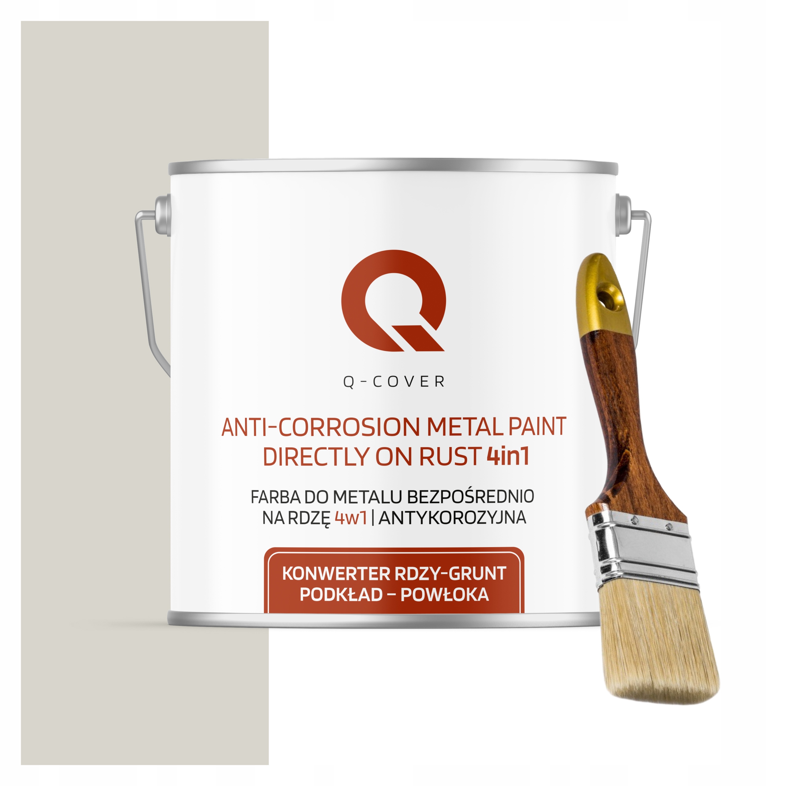 Farba na kov antikorózna 5L polomatná farba bielo-šedá štetec Ral 9002