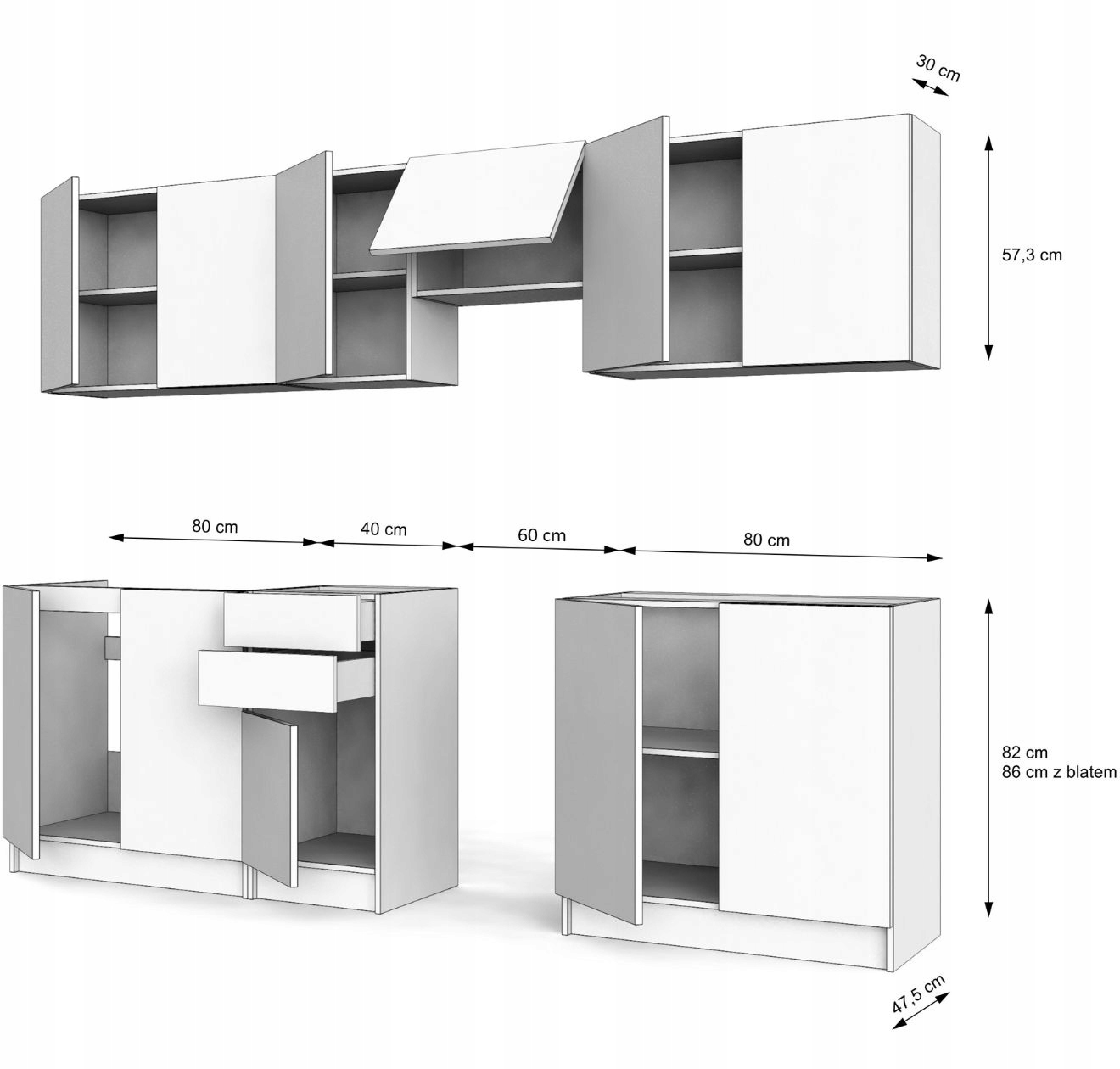 Meble kuchenne z BLATAMI Kuchnia SAM dąb sonoma EAN (GTIN) 5907587538023