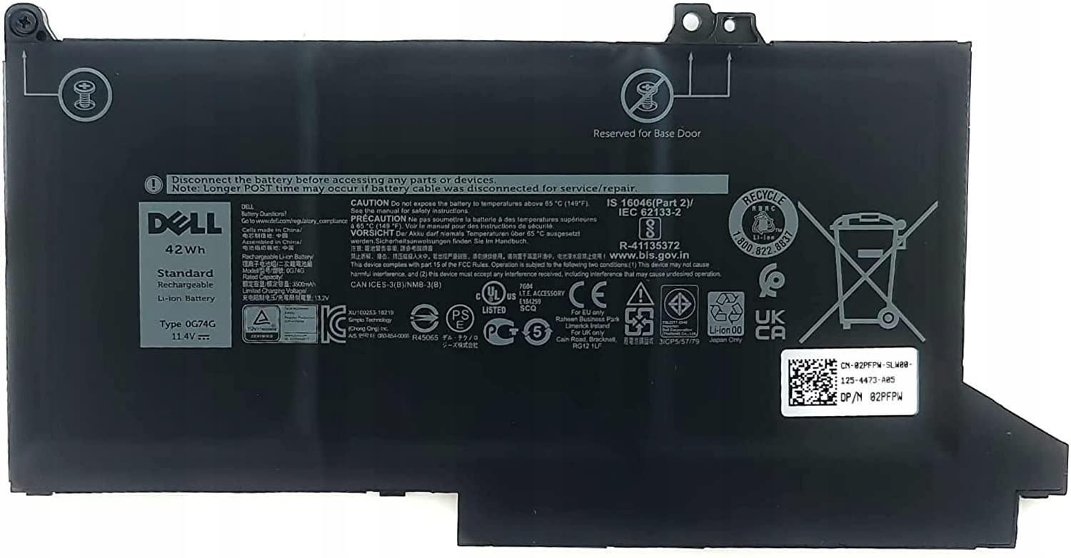 Oryginalna Bateria Dell 42Wh 3C 0G74G 2PFPW 3KF82 8JYHH
