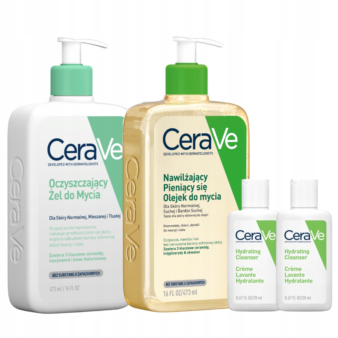 CeraVe Zestaw Żel Oczyszczający 473ml Olejek Nawilżający Pieniący Się 473ml