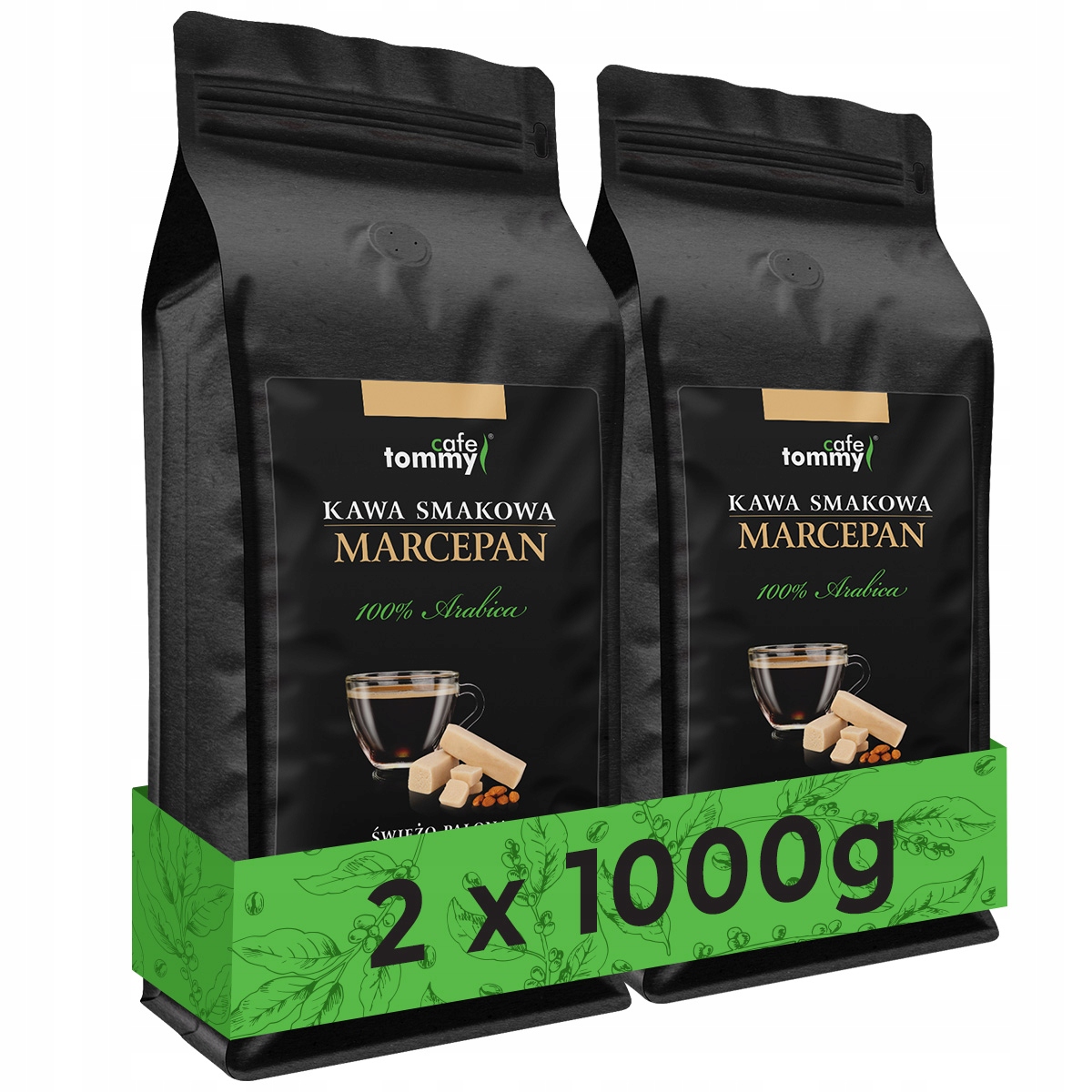 Káva zrnková ochucená 2x1kg Marcipán 100% Arabica Čerstvě pražená Tommy Cafe
