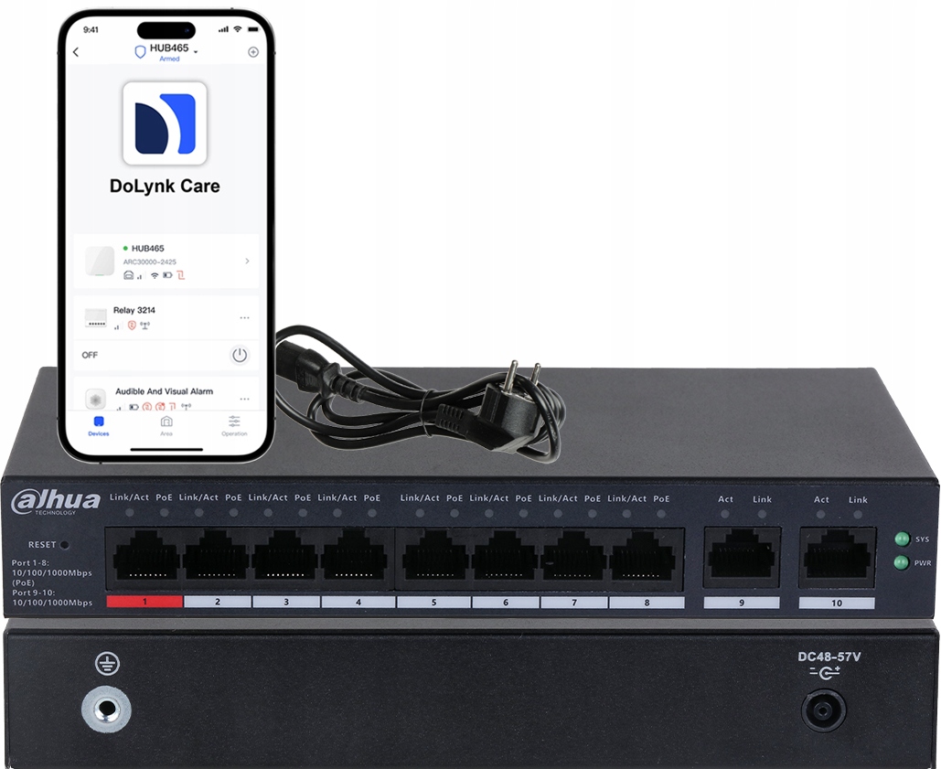 Spravovateľný Switch Poe 8xPoE+2xUplink 10/100/1000Mbps Dahua CS4010-8GT-110