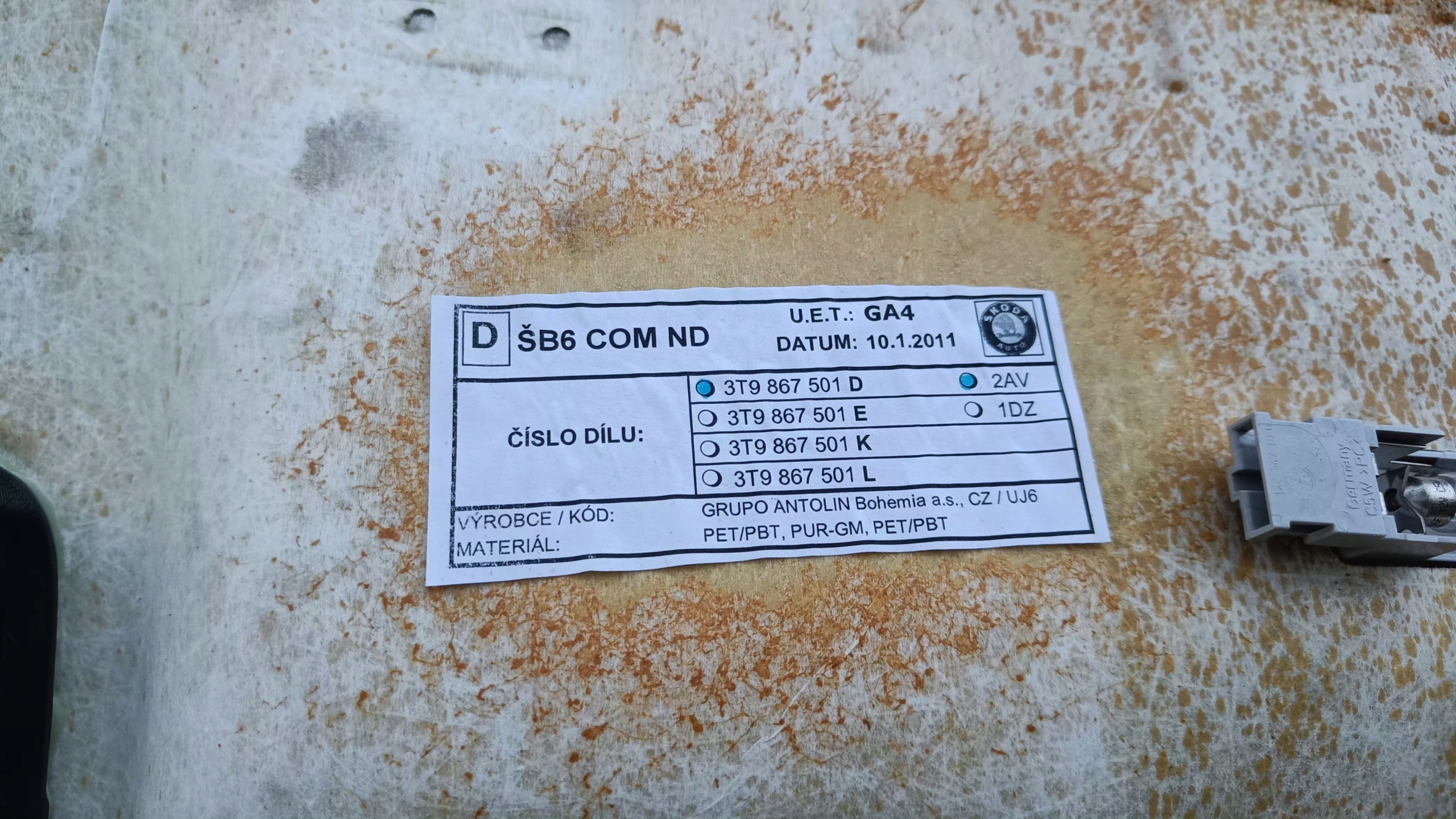 SKODA SUPERB 2 II 08-12 универсал потолок