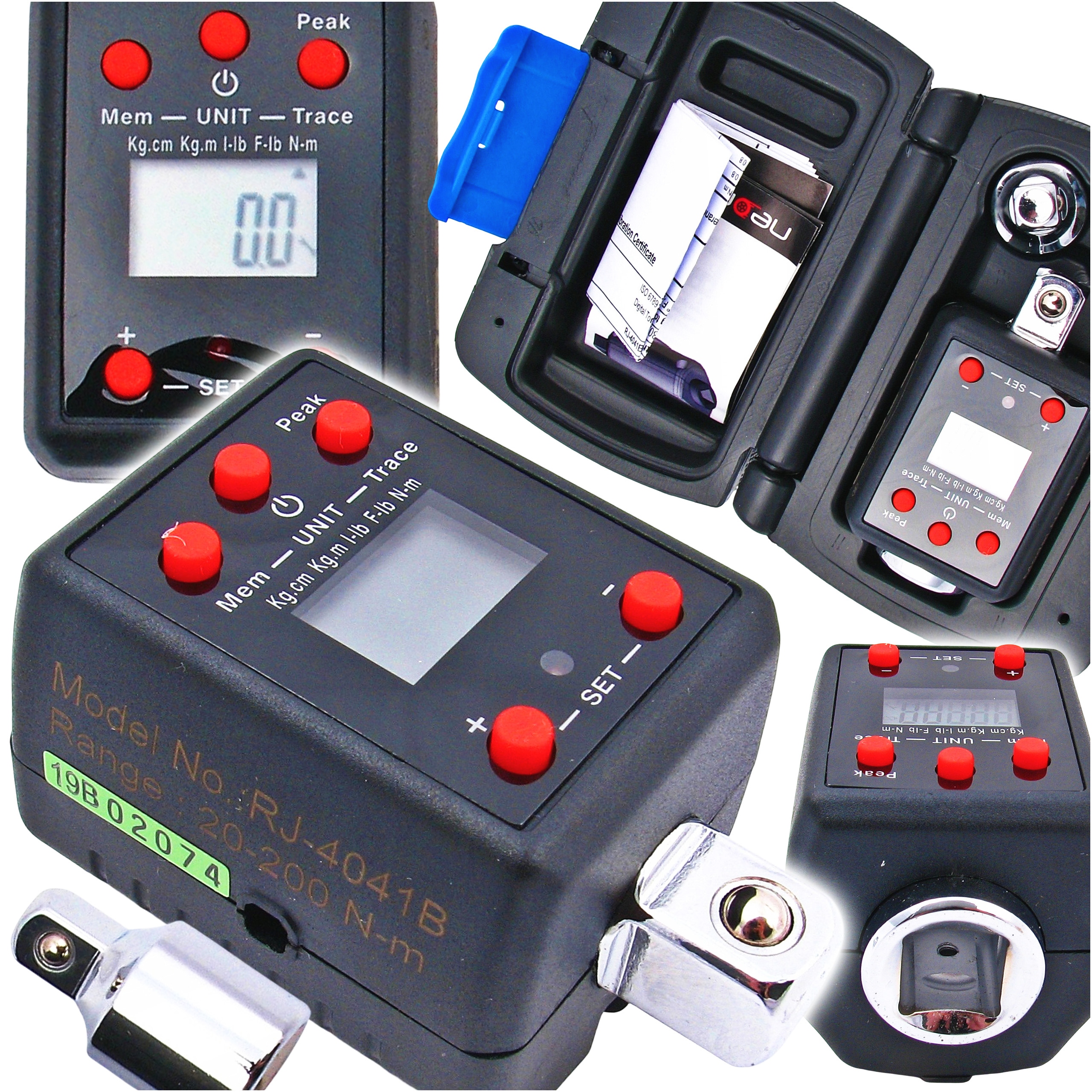 Elektronický Dynamometrický Adaptér Klíč 1/2" 3/8 1/4 20-200 Nm Cert. Kal