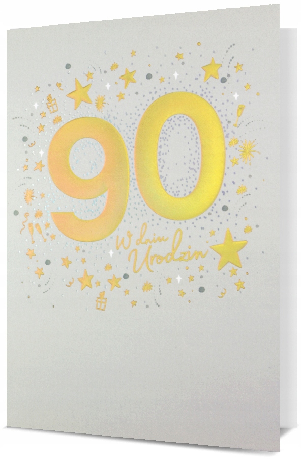 KARTKA NA URODZINY 90 DZIEWIĘĆDZIESIĄTKA OZDOBNA Z DODATKAMI HM 2957
