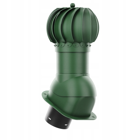 Rotačný krb Rotoline pre plechovú krytinu H fi150 mm, guľovitý, zelený