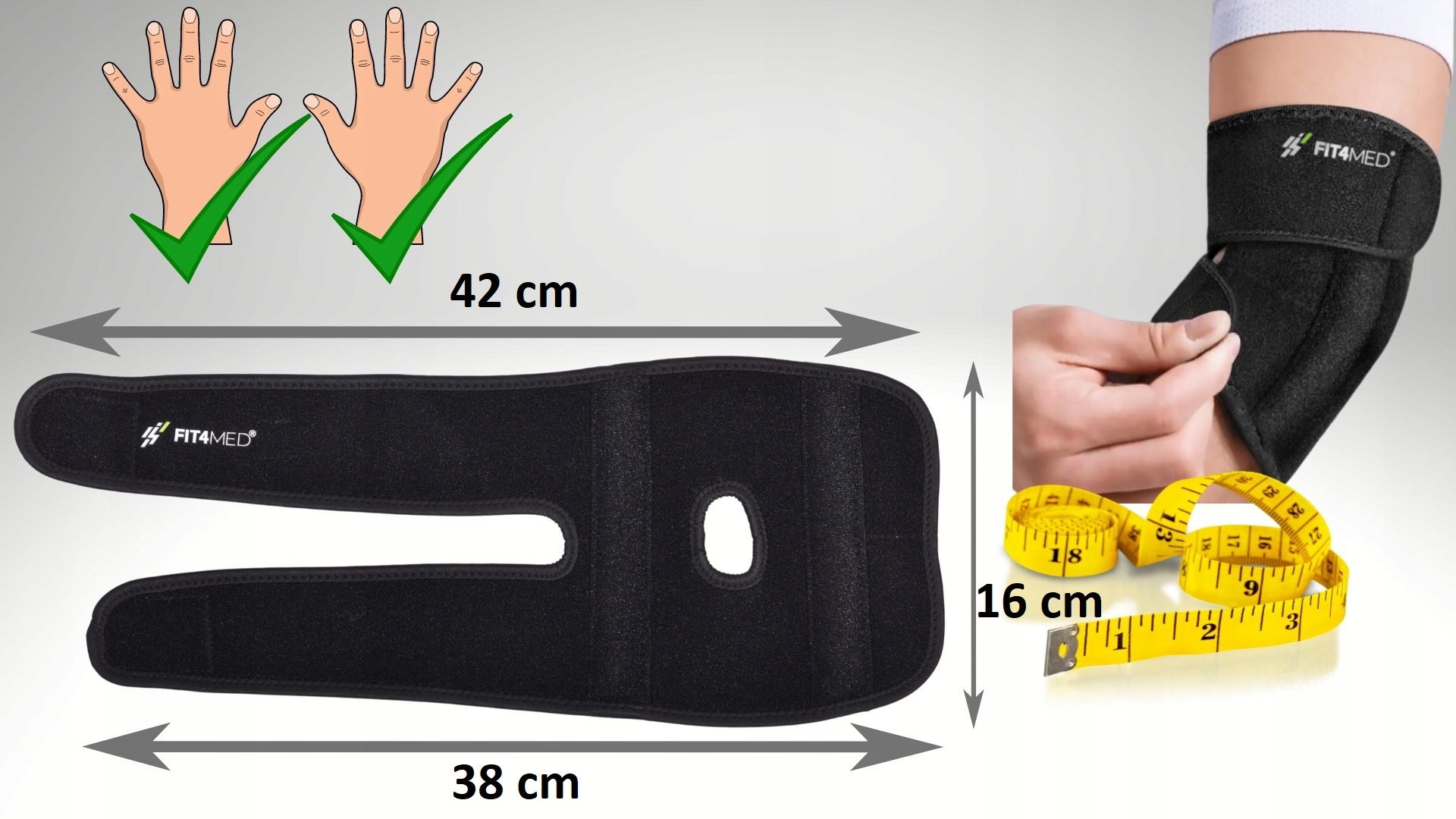 STABILIZATOR STAWU ŁOKCIOWEGO NA ŁOKIEĆ GOLFISTY TENISISTY OPASKA UCISKOWA Model REGULOWANA OPASKA NA ŁOKIEĆ FIT-1064