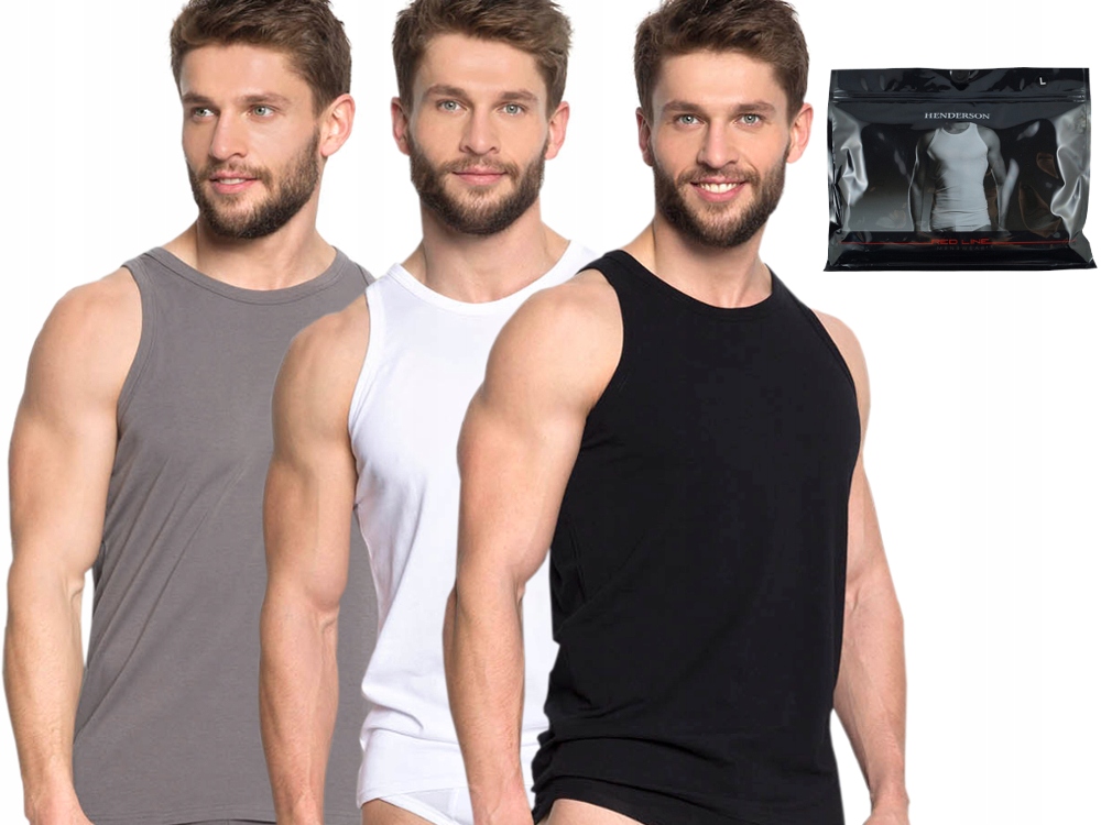 Tričko ramínko Mužské Henderson Red Line 3ks XL