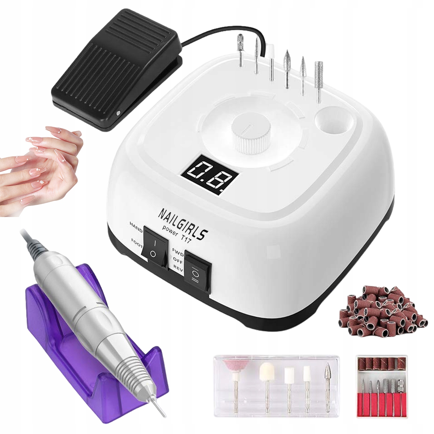 11V1 Bruska Na Nehty Manikúra Pedikúra Sada 220V Praktická