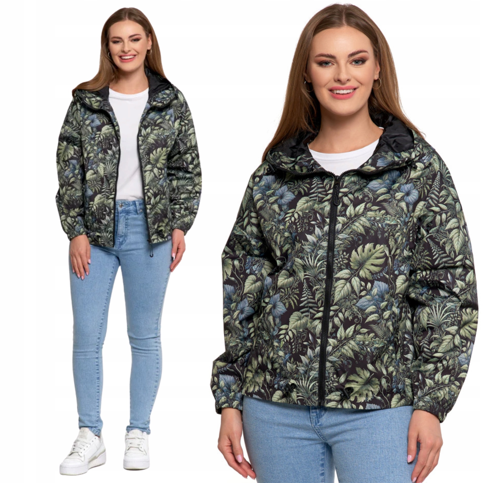 Dámská přechodová bunda na zip Klasická Kapuce Jaro Podzim Moraj XXL