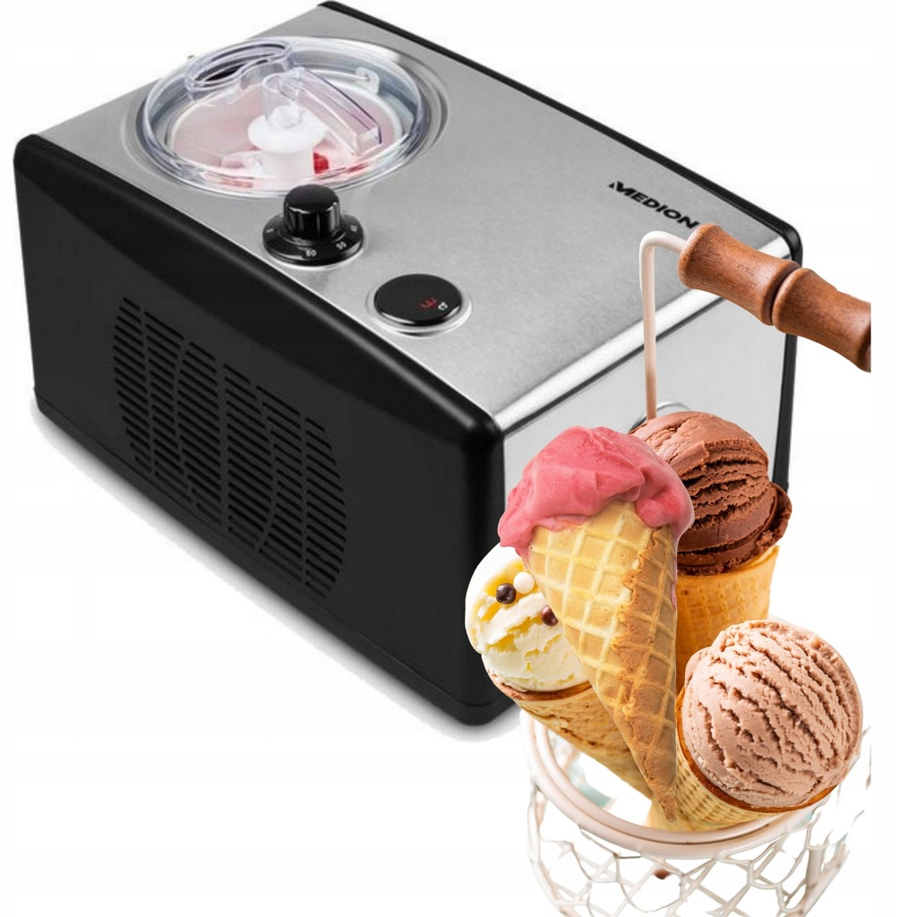 Maszyna do lodów domowych, Sorbetów,Jogurtu 1.5L, 150W niemiecka Medion