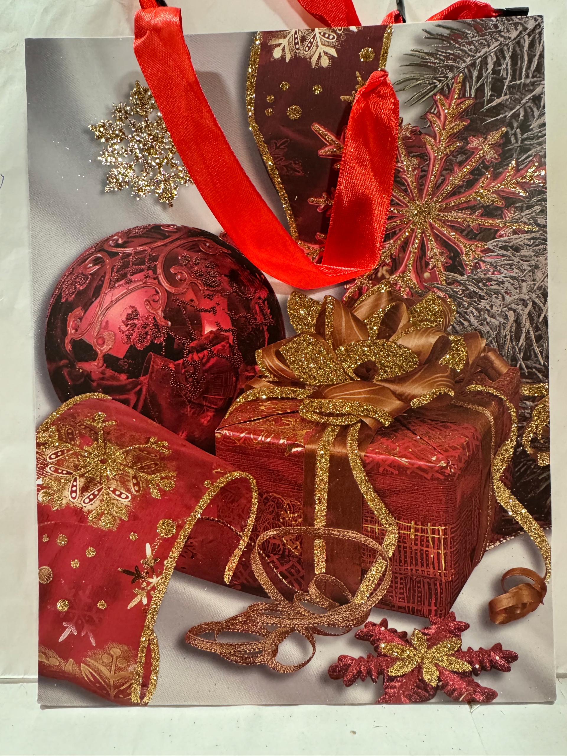 torebka prezentowa ok 17,5x23,5x8 Mikołajki Boże Nar brokat sztywna