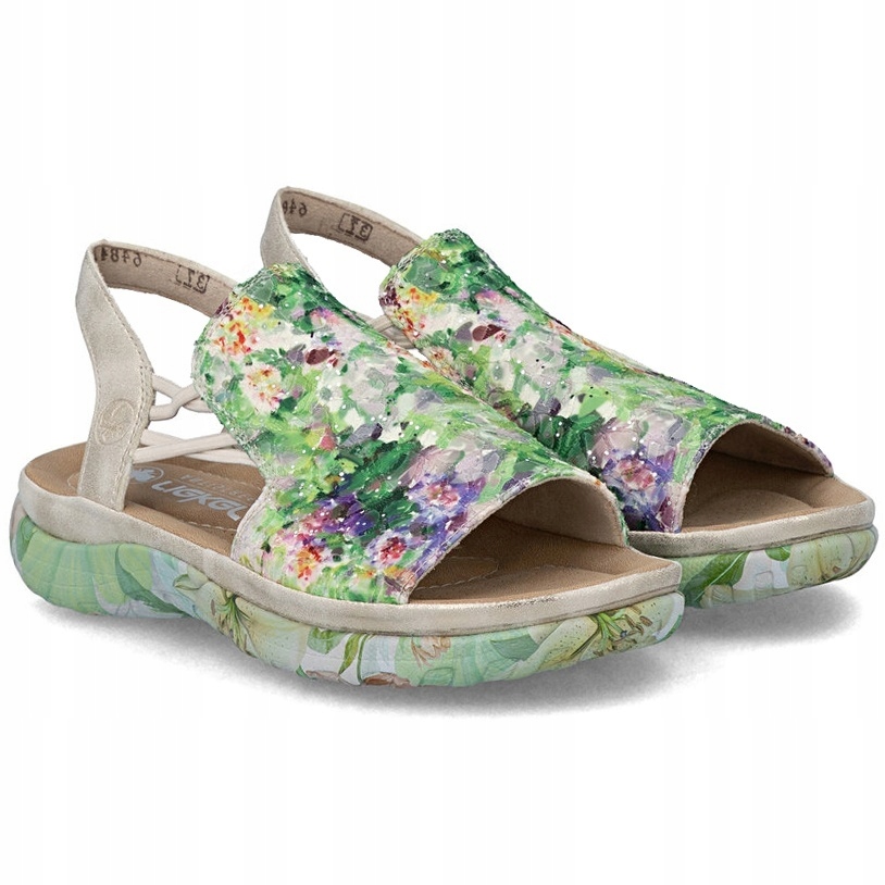 Dámské sandály Rieker 64841-90 Multi německé zelené Eko Vel. 39