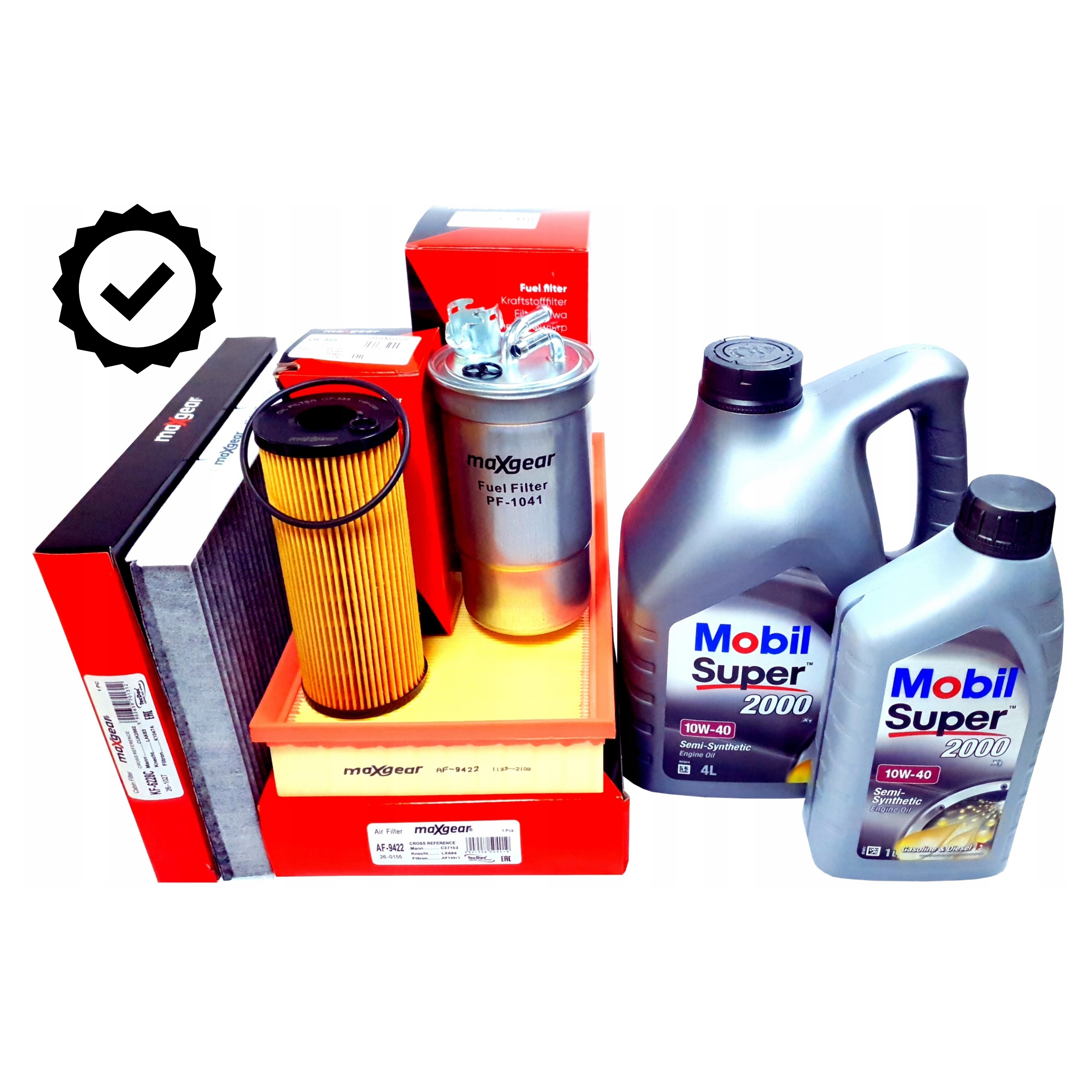 4 FILTRY+5 L 10W40 Mobil Audi A3 8L,OCTAVIA I,bora,golf Iv,new Beetle 1.9TDI