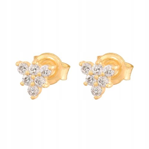 Elegantní zlaté 585 náušnice trojúhelníky se zirkony, jedinečný doplněk 14k