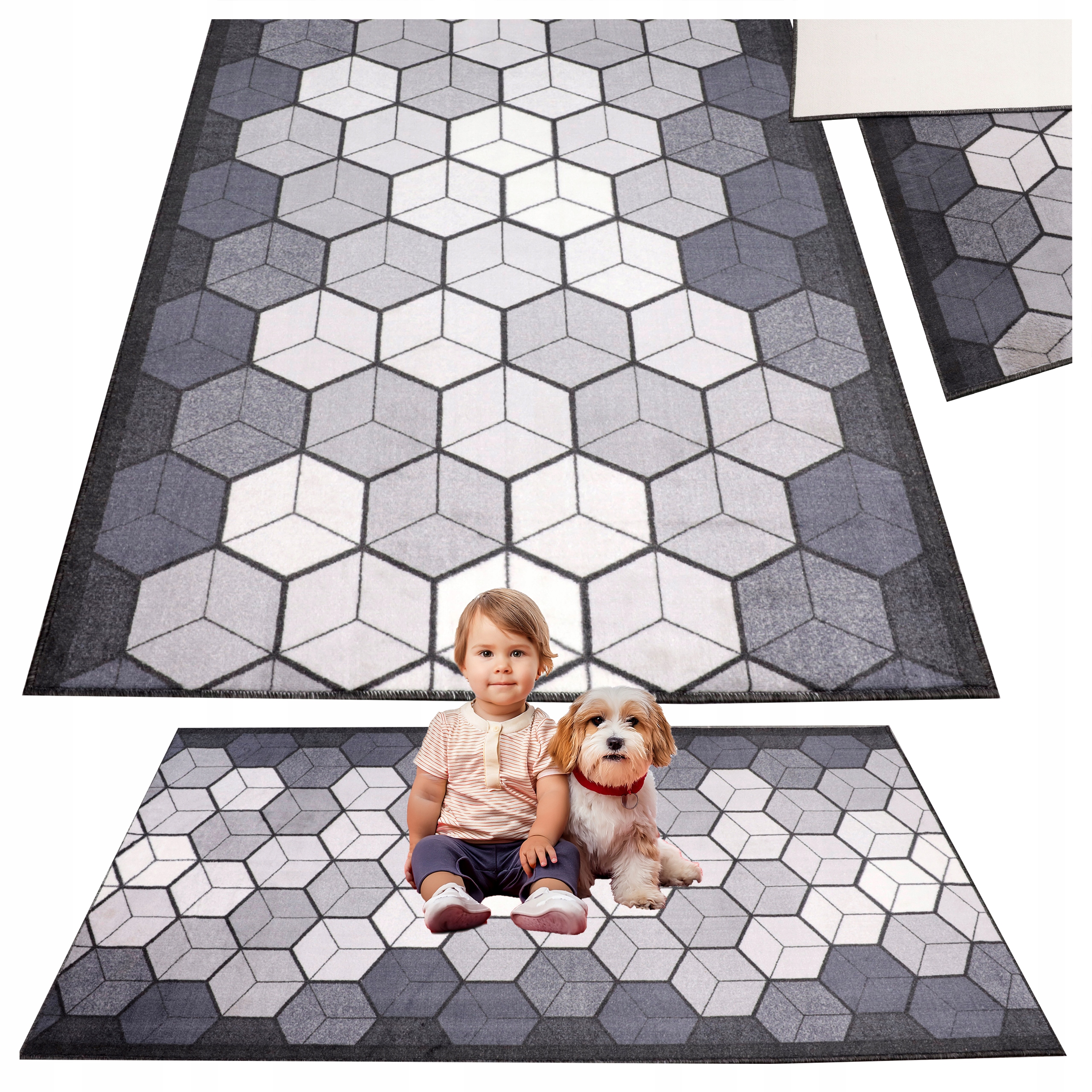 Koberec Cubik Do Obývačky Moderný Vzor Behúň Vnútorný 100X220CM