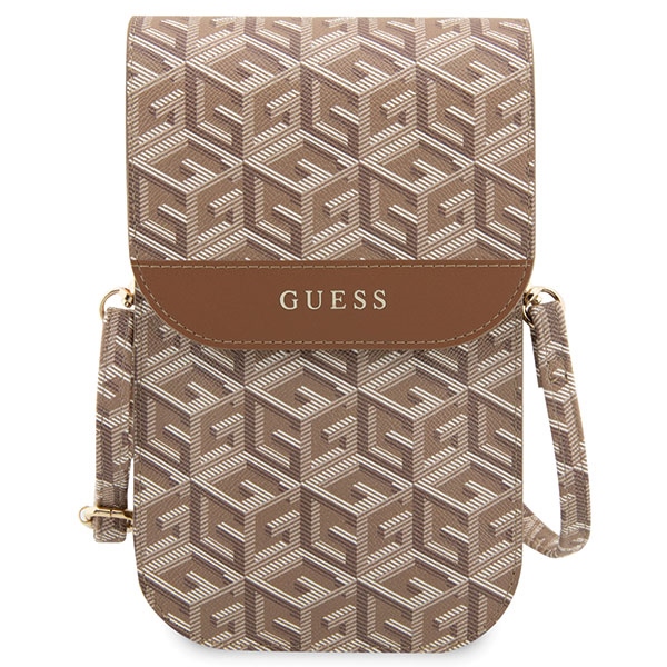 Guess GCube Stripe Phone Bag – taška s přihrádkou na smartphone (hnědá)
