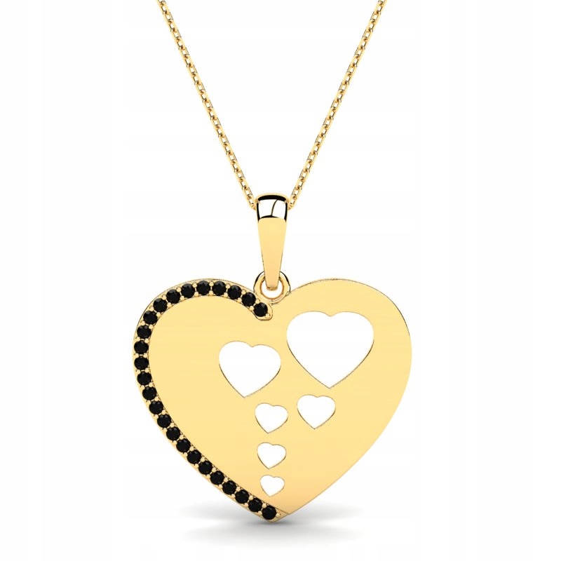 

Naszyjnik Złoty Serce Z Czarnymi Cyrkoniami Grawer