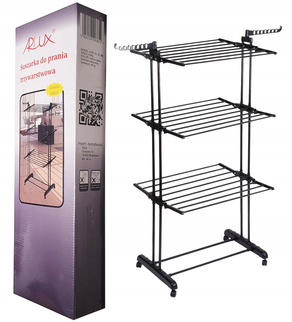 Levně Stojící sušák na prádlo Černý Full Black 60 kg MXXXL